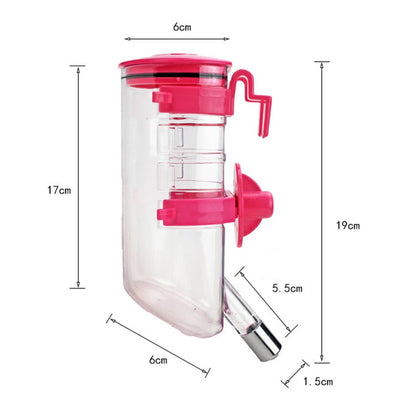 Hanging Pet Water Bottle 350ML Cage Mounted Feeder with Steel Ball Nozzle - Green