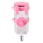 Hanging Pet Water Bottle 350ML Cage Mounted Feeder with Steel Ball Nozzle - Pink