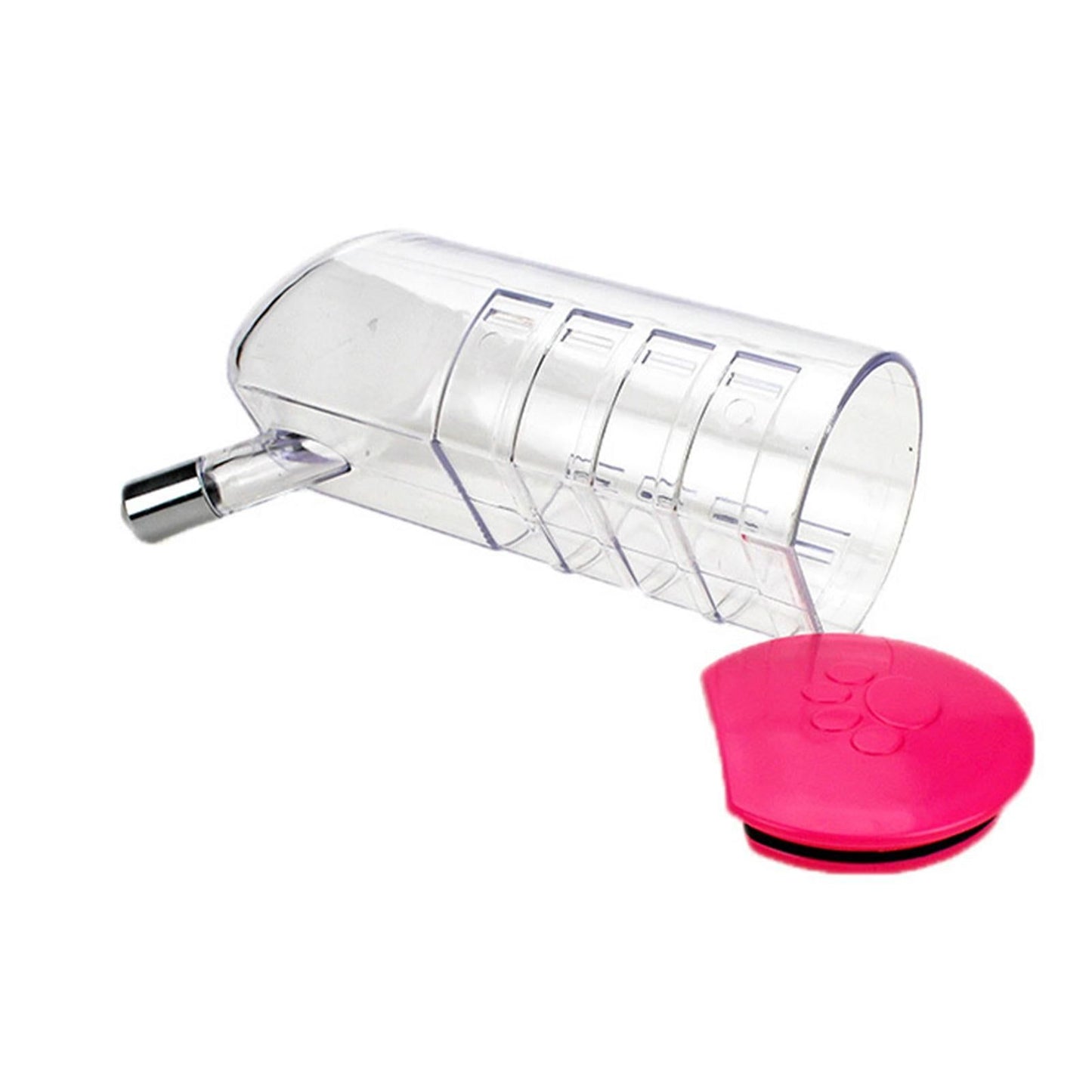 Hanging Pet Water Bottle 350ML Cage Mounted Feeder with Steel Ball Nozzle - Pink