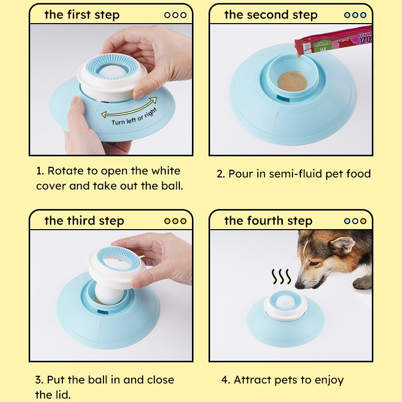 Pet Slow Feeder Bowl with Food Dispenser, Non-Slip, Universal Puzzle Feeder for Cats and Dogs - Yellow