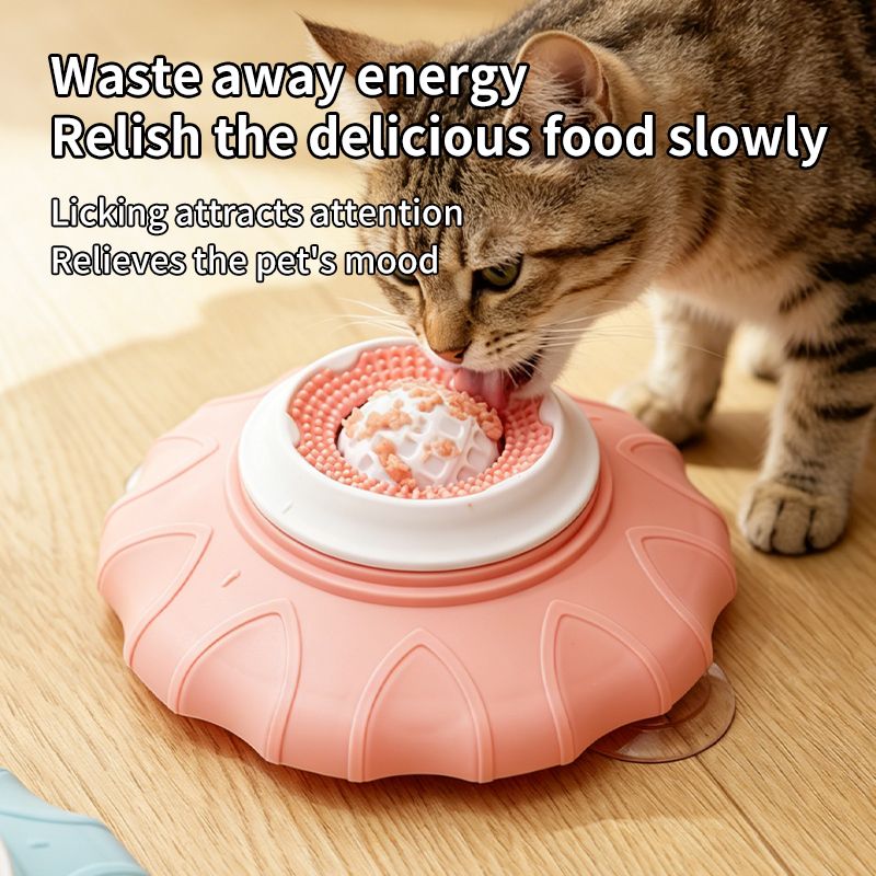 Slow Feeder Bowl for Pets, Non-Slip Puzzle Feeder for Cats and Dogs - Pink