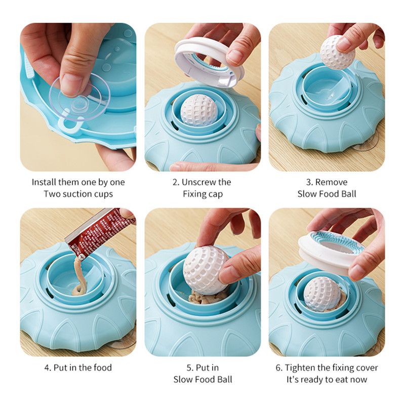 Slow Feeder Bowl for Pets, Non-Slip Puzzle Feeder for Cats and Dogs - Blue