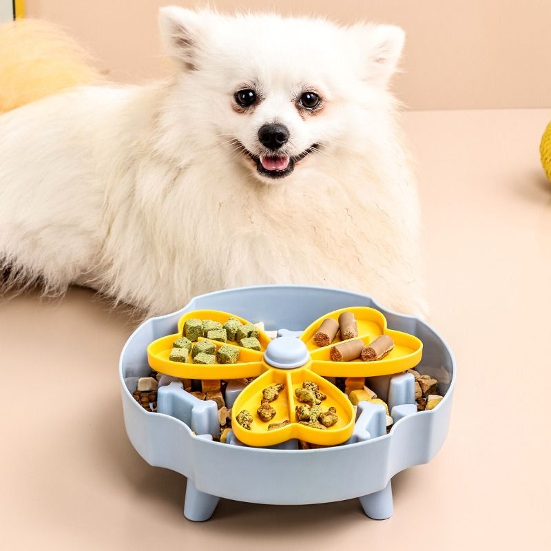 Detachable Rotating Slow-Feeding Pet Bowl, Non-Slip and Choke-Proof Feeding Bowl - Blue
