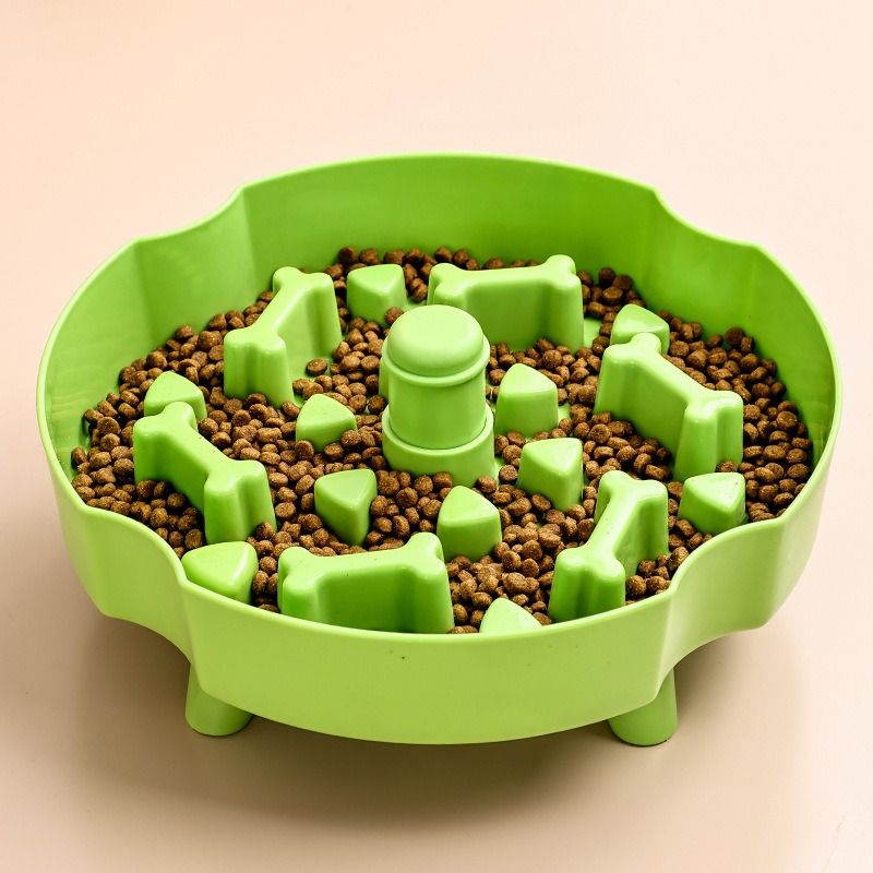 Detachable Rotating Slow-Feeding Pet Bowl, Non-Slip and Choke-Proof Feeding Bowl - Green