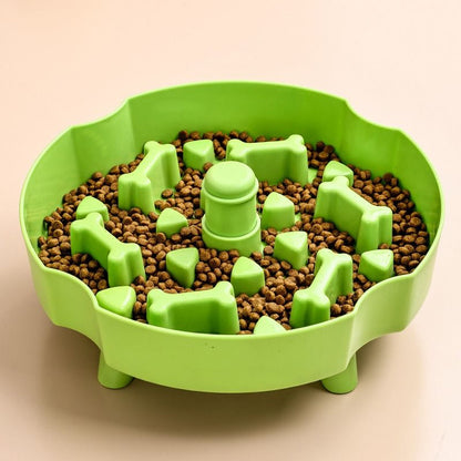 Detachable Rotating Slow-Feeding Pet Bowl, Non-Slip and Choke-Proof Feeding Bowl - Green