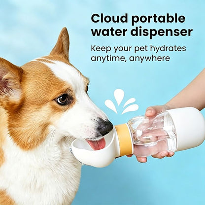 All-in-One Water and Food Pet Travel Cup 350ml Water + 200ml Food Storage Pet Outdoor Water Bottle - White