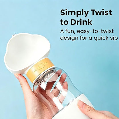 All-in-One Water and Food Pet Travel Cup 350ml Water + 200ml Food Storage Pet Outdoor Water Bottle - White