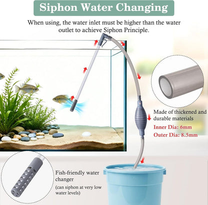 3-in-1 Aquarium Water Change Tool: Sand Cleaning / Waste Removal / Water Change, Siphon Pump - 1.9 m