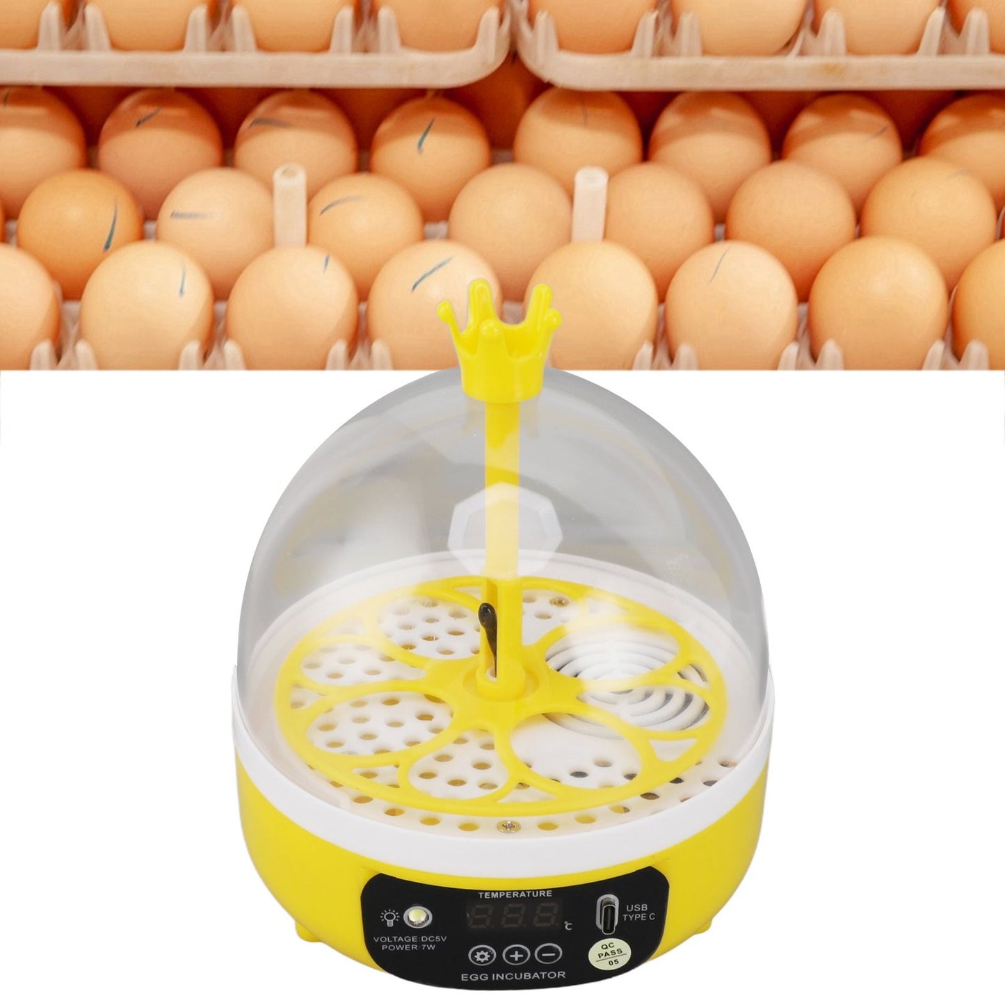 Mini Egg Incubator for Home Automatic Temperature Humidity Control 4 Eggs Candler Poultry Hatching Machine for Chickens Ducks Pigeons Manual Turning