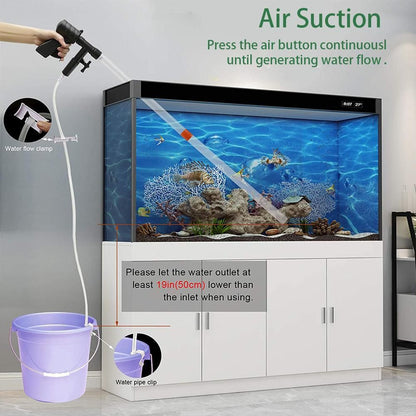 5 in 1 Aquarium Vacuum Gravel Cleaner Fish Tank Cleaning Tools Gravel Vacuum for Aquarium