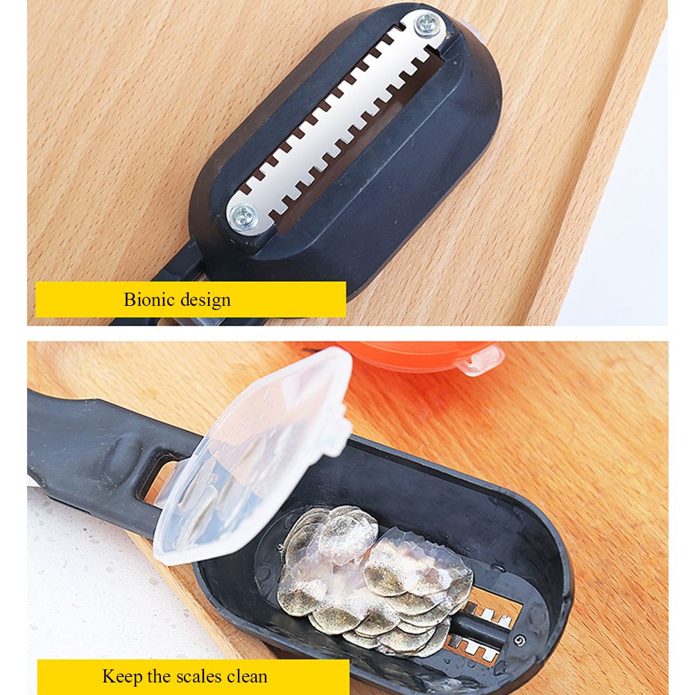 Multifunctional Plastic Fish Scale Cleaner Kitchen Fish Skin Scraper Brush Shaver With Cover Cutter Seafood Tool