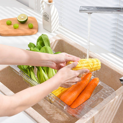 Over The Sink Strainer Retractable Design Transparent Fast Draining Durable PET Sink Colander Transparent Strainer with Retractable Design