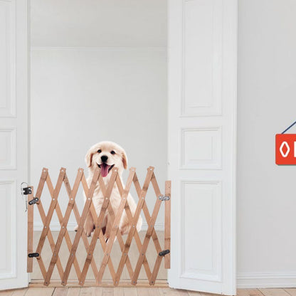 Pet Gate Retractable Adjustable Dog Sliding Door Wood Indoor Dog Gate Doorway Stairs Pet Puppy Safety Fence
