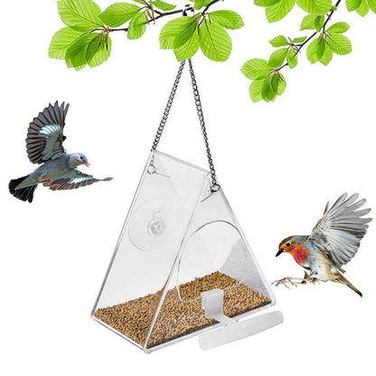 Bird Feeder Clear Acrylic Hanging Wild Bird Feeder Seed Tray for Indoor and Outdoor Garden