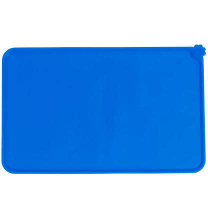 Pet Food Pad Silicone Waterproof Non Slip Bowl Drinking Feeding Mat Placemat for Dog Cat(Blue )