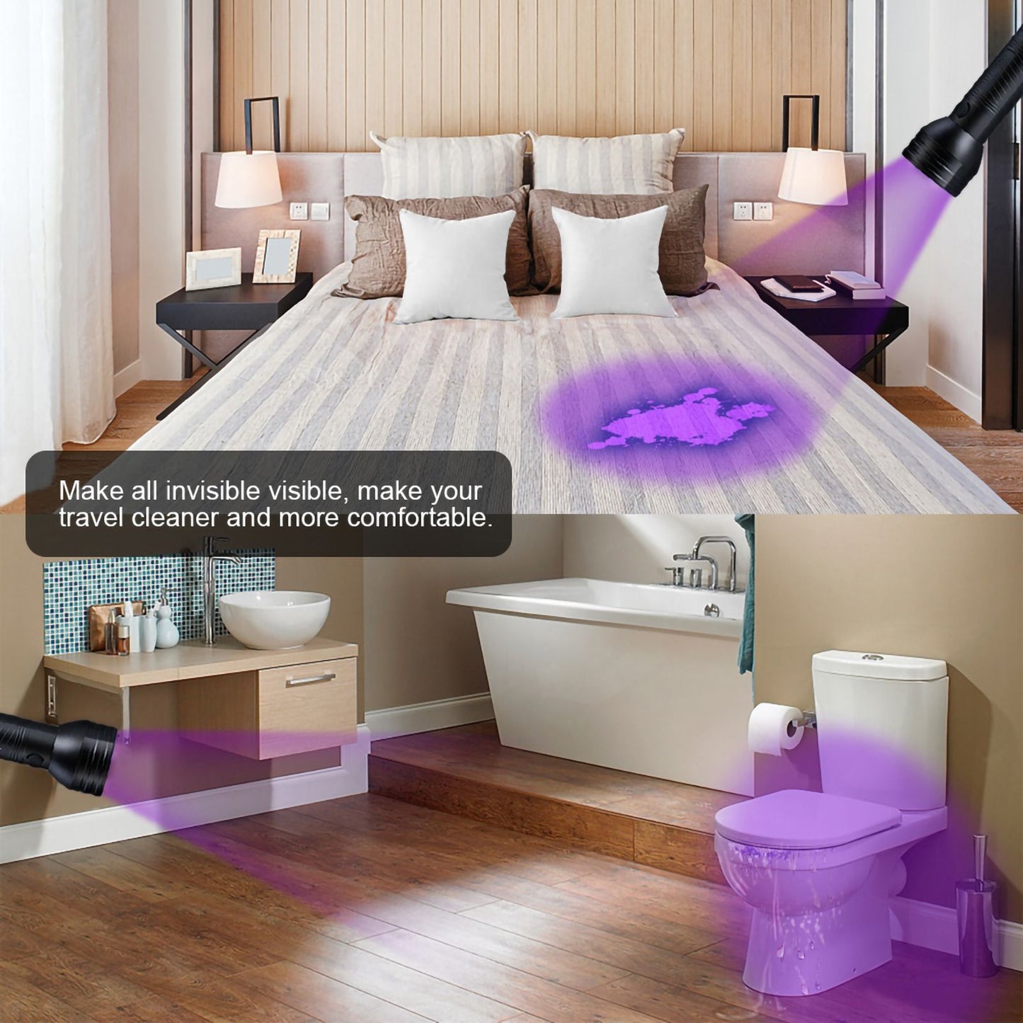 Pet Urine Detector Light Handheld UV Black Light Flashlight Portable Dog Cat Urine Carpet Detec