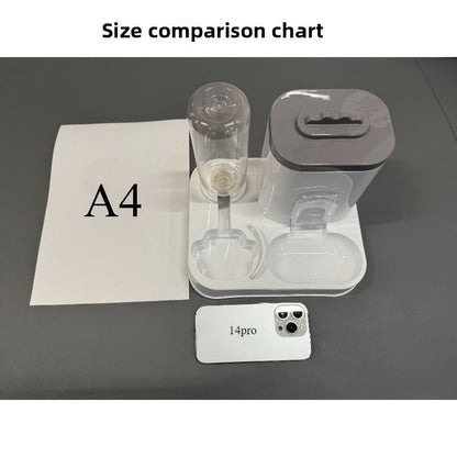 Automatic Pet Feeder and Water Dispenser Combo, 7-Day Capacity for Cats and Small Dogs, Self-Refilling Water Bowl with Gravity Flow, No Battery Needed, Modern White Design with Sturdy Base (Blue)