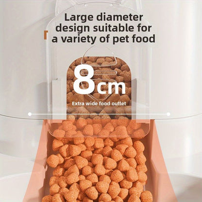Automatic Pet Feeder and Water Dispenser Combo, 7-Day Capacity for Cats and Small Dogs, Self-Refilling Water Bowl with Gravity Flow, No Battery Needed, Modern White Design with Sturdy Base (Grey)