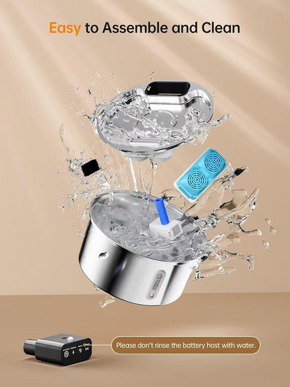 Wireless Pet Water Fountain for Cats and Small Dogs, 304 Stainless Steel, 3.2L Capacity, Rechargeable Battery, Three Flow Modes, Low Noise, Easy to Clean (D3)