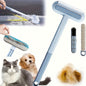 Triple-Action Pet Hair Remover Brush for Cats and Dogs – Reusable Lint Roller with Washable Blue and Grey Fabric Bristles, Durable Plastic Handle, Perfect for Carpets, Upholstery, Clothing, and Car Interiors