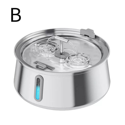 304 Stainless Steel Automatic Pet Water Fountain, 4L Cat Water Dispenser with Transparent Window, Dual Flow Modes, Activated Carbon Filter, Low Noise USB Pump for Indoor Cats and Dogs (A)