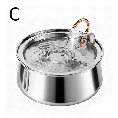 304 Stainless Steel Automatic Pet Water Fountain, 4L Cat Water Dispenser with Transparent Window, Dual Flow Modes, Activated Carbon Filter, Low Noise USB Pump for Indoor Cats and Dogs (A)