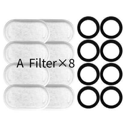 Replacement Pet Water Fountain Filter Kit with Runway Filter, Round Foam, and Square Activated Carbon Pad for Clean, Fresh Drinking Water for Cats and Dogs (A Filter×4)