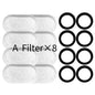 Replacement Pet Water Fountain Filter Kit with Runway Filter, Round Foam, and Square Activated Carbon Pad for Clean, Fresh Drinking Water for Cats and Dogs (A Filter×8)