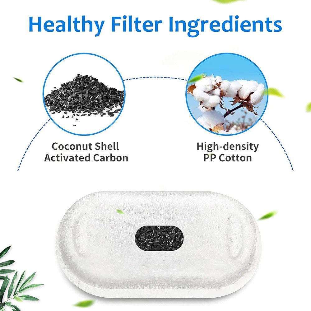 Replacement Pet Water Fountain Filter Kit with Runway Filter, Round Foam, and Square Activated Carbon Pad for Clean, Fresh Drinking Water for Cats and Dogs (A Filter×8)