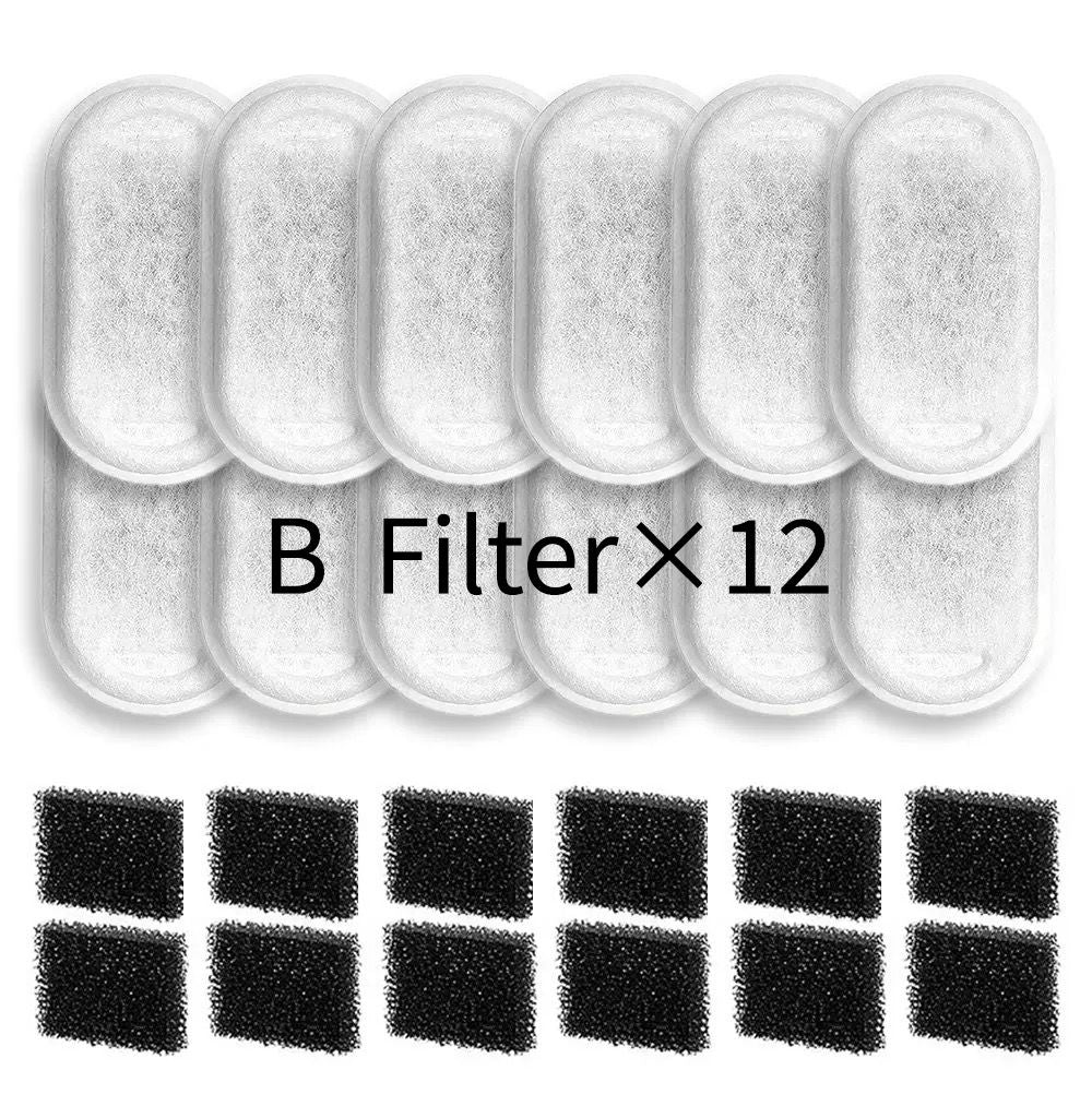 Replacement Pet Water Fountain Filter Kit with Runway Filter, Round Foam, and Square Activated Carbon Pad for Clean, Fresh Drinking Water for Cats and Dogs (A Filter×8)