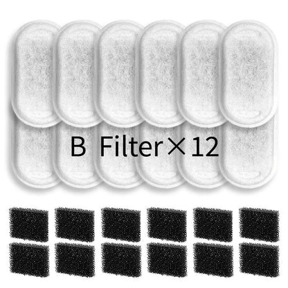 Replacement Pet Water Fountain Filter Kit with Runway Filter, Round Foam, and Square Activated Carbon Pad for Clean, Fresh Drinking Water for Cats and Dogs (A Filter×8)