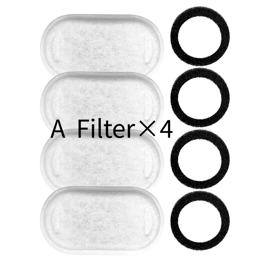Replacement Pet Water Fountain Filter Kit with Runway Filter, Round Foam, and Square Activated Carbon Pad for Clean, Fresh Drinking Water for Cats and Dogs (B Filter×12)