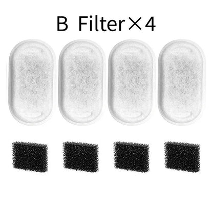 Replacement Pet Water Fountain Filter Kit with Runway Filter, Round Foam, and Square Activated Carbon Pad for Clean, Fresh Drinking Water for Cats and Dogs (B Filter×12)