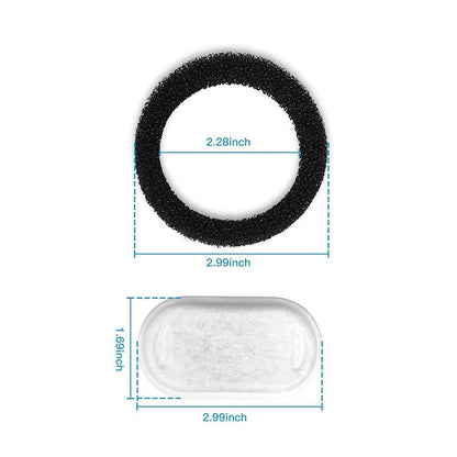 Replacement Pet Water Fountain Filter Kit with Runway Filter, Round Foam, and Square Activated Carbon Pad for Clean, Fresh Drinking Water for Cats and Dogs (B Filter×8)