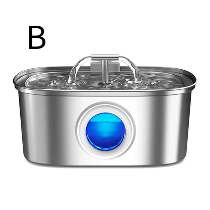 304 Stainless Steel Pet Water Fountain, 3.2L Oval Design with Dual Water Flow, Ultra-Quiet Automatic Circulating Filtered Drinking Station for Cats and Dogs, USB Powered (Adapter Not Included), Dishwasher Safe (A)