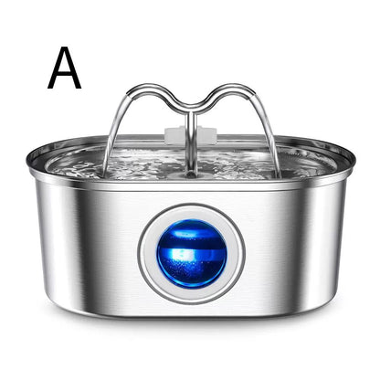 304 Stainless Steel Pet Water Fountain, 3.2L Oval Design with Dual Water Flow, Ultra-Quiet Automatic Circulating Filtered Drinking Station for Cats and Dogs, USB Powered (Adapter Not Included), Dishwasher Safe (B)