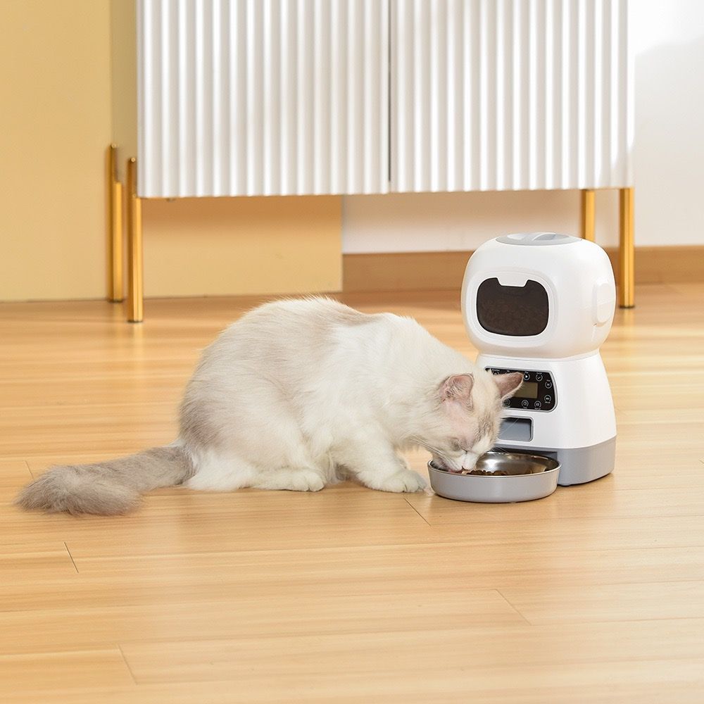 Smart Pet Automatic Feeder with 3.5L Capacity, Timed Portion Control, WiFi Remote Control, Voice Call Feature, Dual Power Supply for Cats and Small Dogs, Ideal for Indoor Use While You Are Away (A（No WiFi ）)