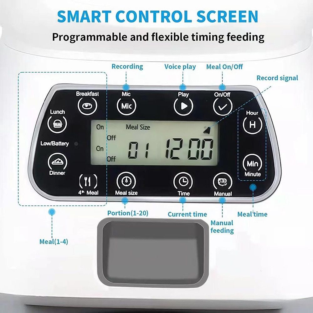 Smart Pet Automatic Feeder with 3.5L Capacity, Timed Portion Control, WiFi Remote Control, Voice Call Feature, Dual Power Supply for Cats and Small Dogs, Ideal for Indoor Use While You Are Away (A（No WiFi ）)