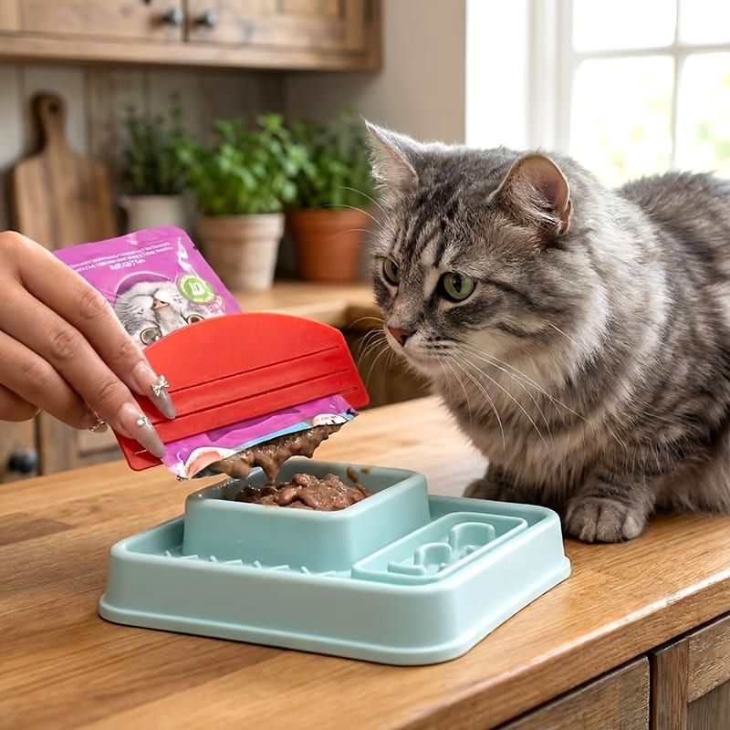 Pet Wet Food Pouch Scraper – Effortlessly squeeze every last bit of cat or dog wet food, paste, or puree from pouches without mess. Ideal for home feeding, this handy tool helps reduce waste and keeps hands clean during daily mealtime. (Chocolate)