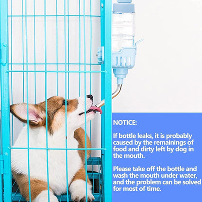 Dog Water Dispenser for Cage Leakproof Crate Auto Feeding Water Bottle for Dogs & Rabbits Nozzle Top Fill