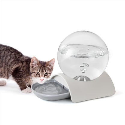 Pet Water Dispenser, 2.8L Automatic Gravity Cat Water Dispenser for Cats, Dogs & Rabbit, Detachable Cat Dog Water Grey
