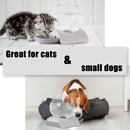 Pet Water Dispenser, 2.8L Automatic Gravity Cat Water Dispenser for Cats, Dogs & Rabbit, Detachable Cat Dog Water Grey