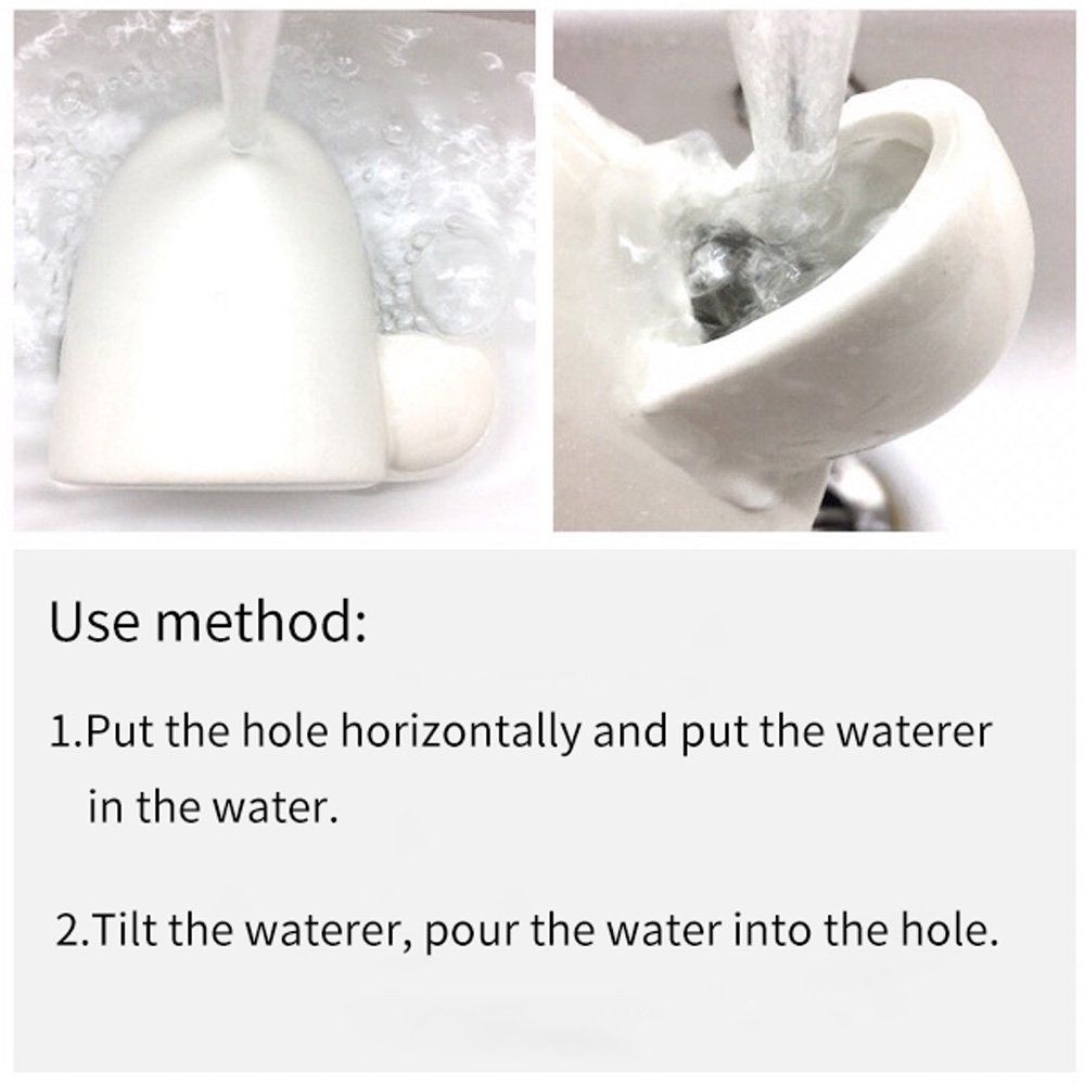 Drinking Water Feeder Ceramics Slient Bottle Waterer Automatic Small Pets for Hamster Hedgehog Small Guinea Pig, White