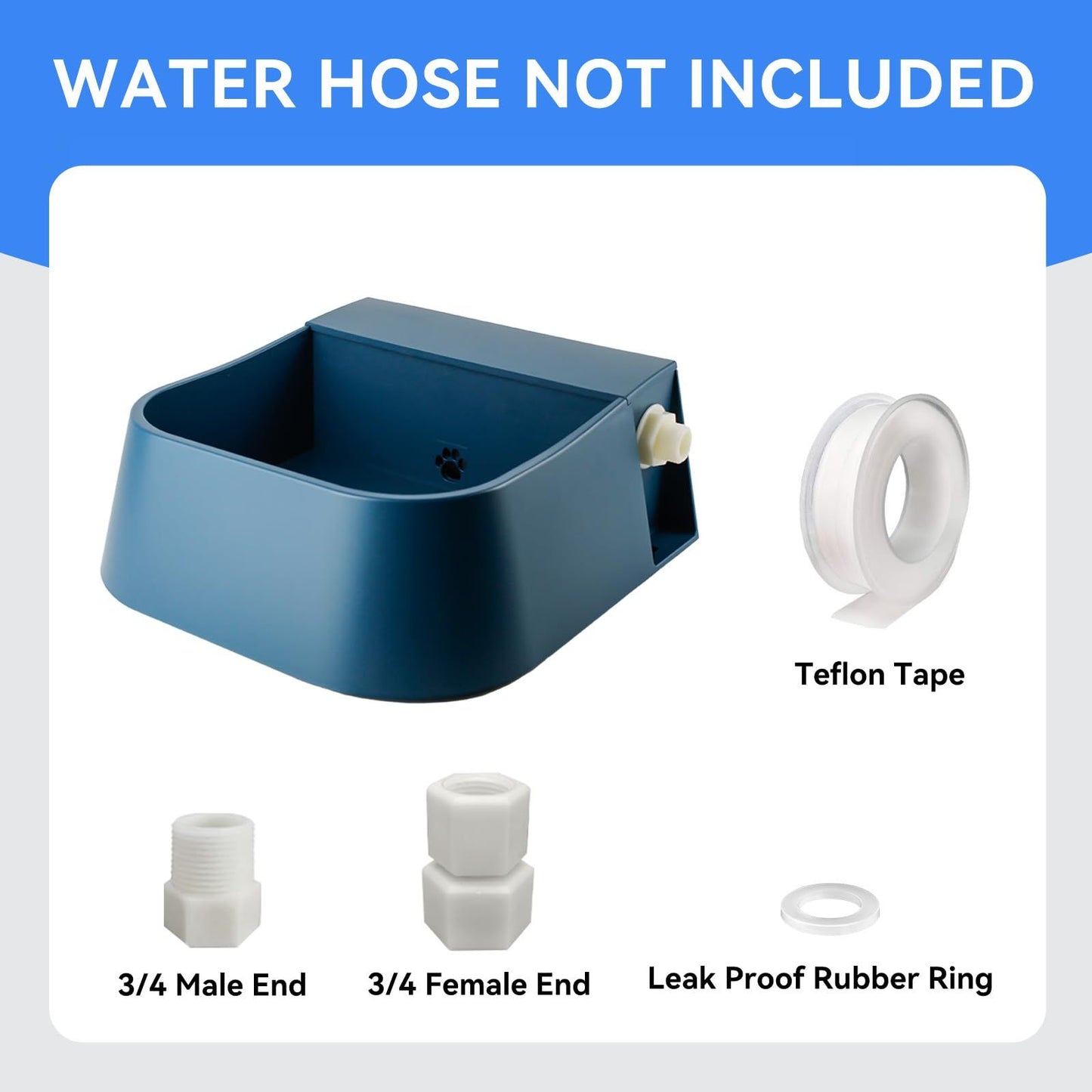Dog Automatic Water Bowl, Outdoor Dog Water Bowl Auto-Fill Waterer Float Valve Bowl for Dog Goat Cat, Blue 2L