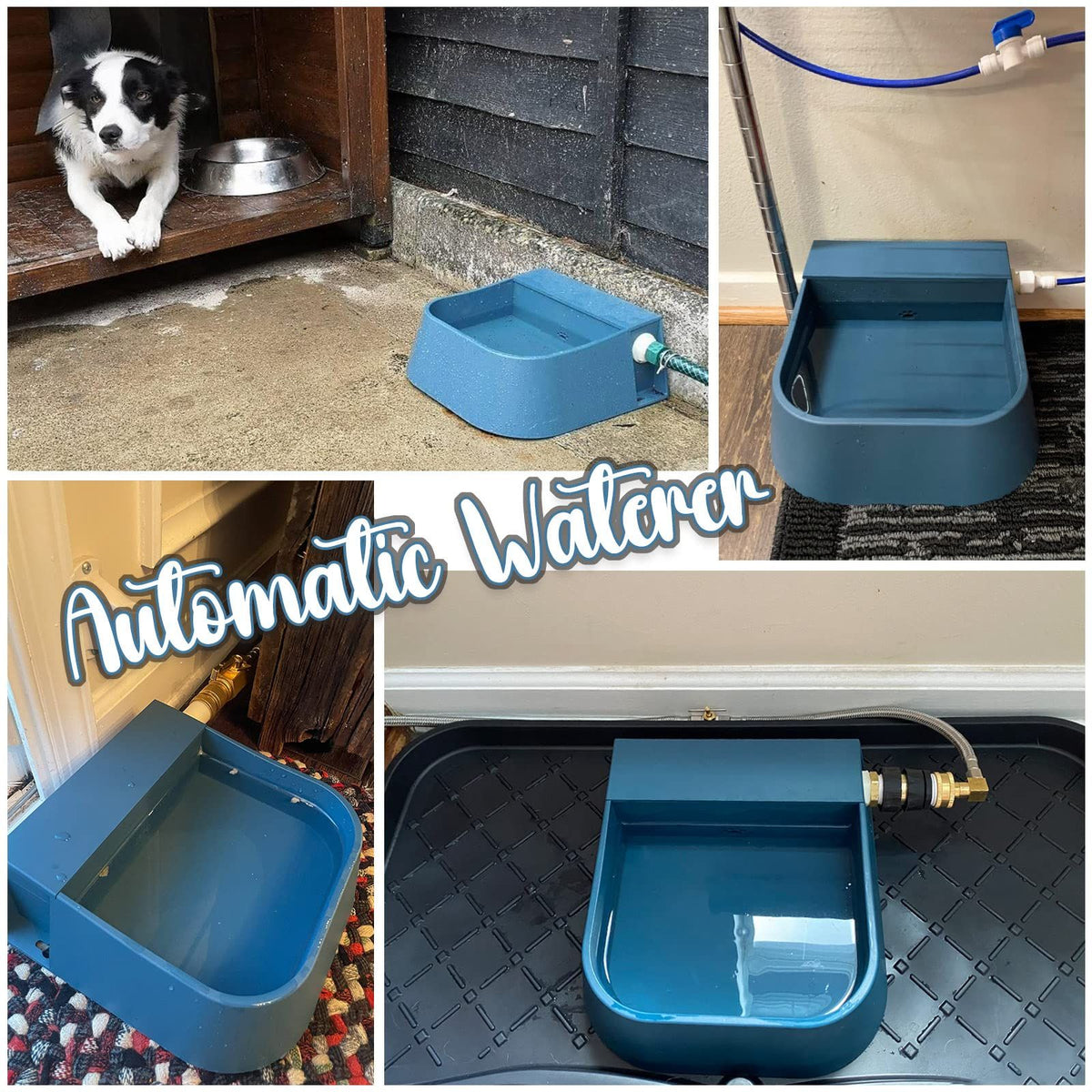 Dog Automatic Water Bowl, Outdoor Dog Water Bowl Auto-Fill Waterer Float Valve Bowl for Dog Goat Cat, Blue 2L