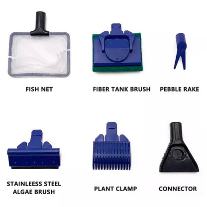 5 in1 Water Aquarium Cleaning Tool Fish Tank Gravel Vacuum Glass Cleaner Brush