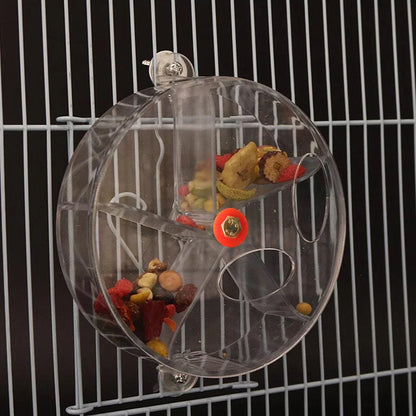 Parrot Foraging Toy Bird Chew Wheel Food Dispenser Divider Box Cage Accessory - Purple