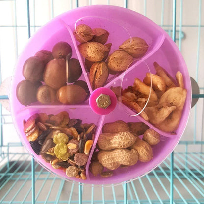 Parrot Foraging Toy Bird Chew Wheel Food Dispenser Divider Box Cage Accessory - Transparent