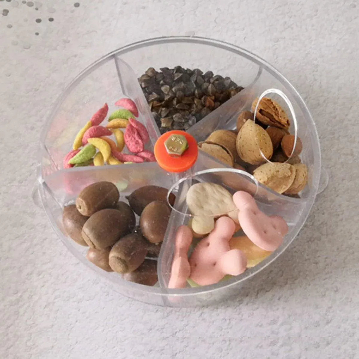 Parrot Foraging Toy Bird Chew Wheel Food Dispenser Divider Box Cage Accessory - Transparent