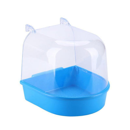 Bird Water Bath Tub For Pet Cage Hanging Bowl Parrot Birdbath Pet Cleaning - White